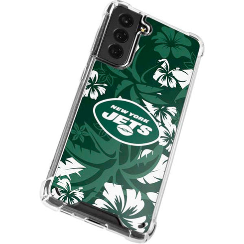 NFL New York Jets Tropical Print Galaxy S21 Plus 5G Clear Case