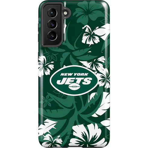 NFL New York Jets Tropical Print Galaxy S21 Plus 5G Pro Case