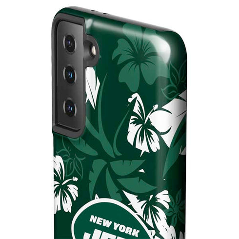 NFL New York Jets Tropical Print Galaxy S21 Plus 5G Pro Case