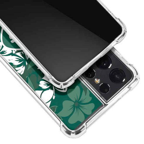 NFL New York Jets Tropical Print Galaxy S21 Ultra 5G Clear Case