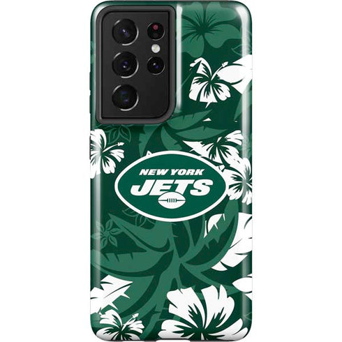 NFL New York Jets Tropical Print Galaxy S21 Ultra 5G Pro Case