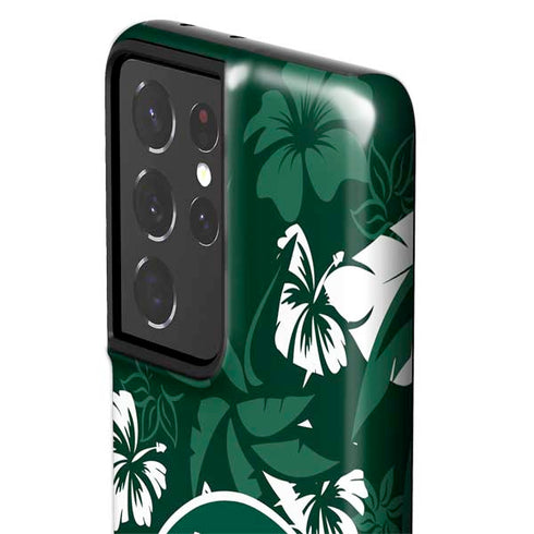 NFL New York Jets Tropical Print Galaxy S21 Ultra 5G Pro Case