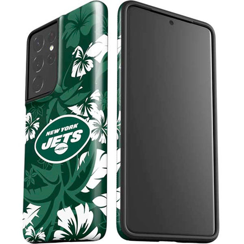 NFL New York Jets Tropical Print Galaxy S21 Ultra 5G Pro Case