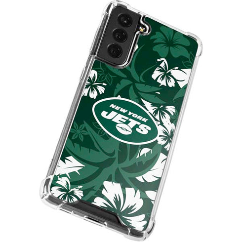NFL New York Jets Tropical Print Galaxy S22 Clear Case