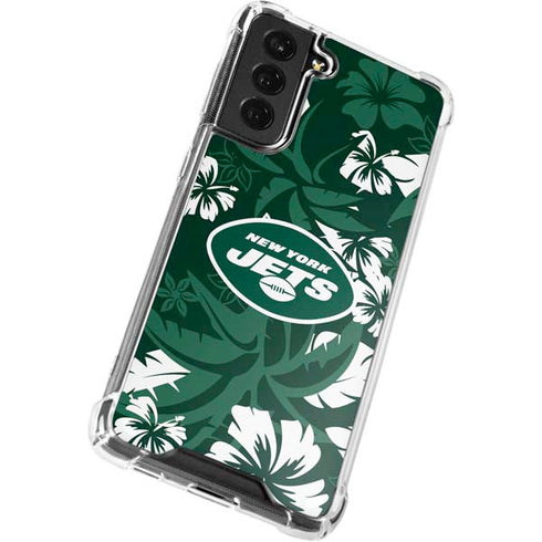 NFL New York Jets Tropical Print Galaxy S22 Plus Clear Case