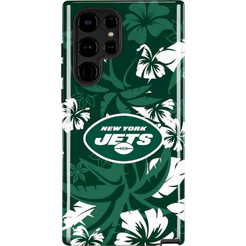 NFL New York Jets Tropical Print Galaxy S22 Ultra Pro Case
