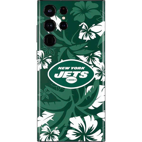 NFL New York Jets Tropical Print Galaxy S22 Ultra Skin