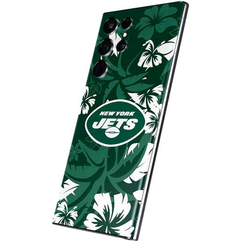 NFL New York Jets Tropical Print Galaxy S22 Ultra Skin