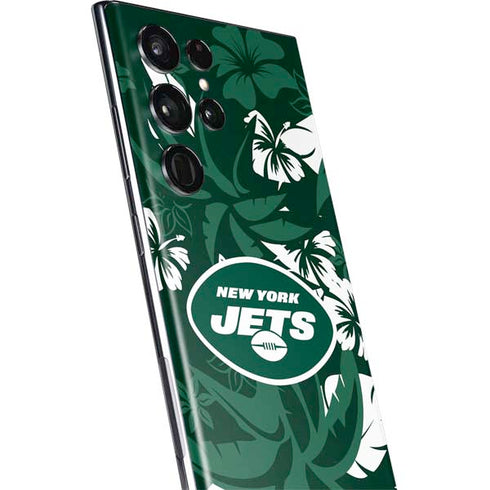 NFL New York Jets Tropical Print Galaxy S22 Ultra Skin