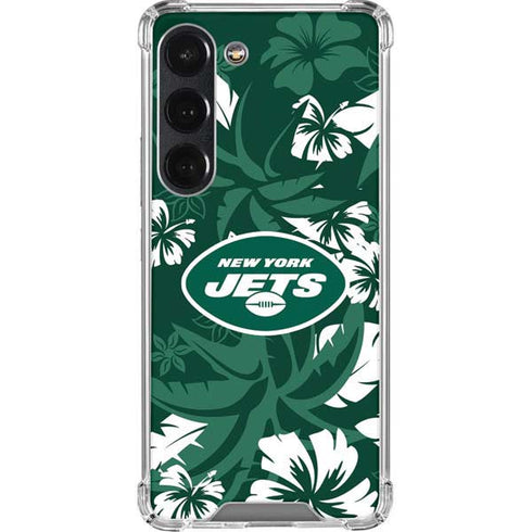 NFL New York Jets Tropical Print Galaxy S23 Clear Case