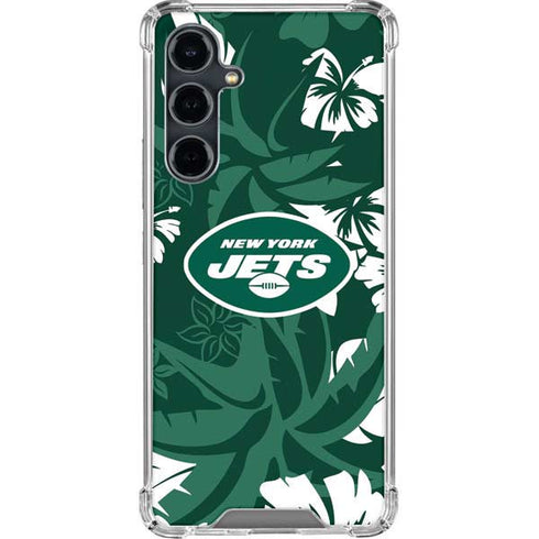 NFL New York Jets Tropical Print Galaxy S23 FE Clear Case