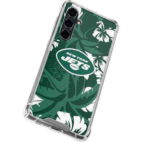 NFL New York Jets Tropical Print Galaxy S23 FE Clear Case
