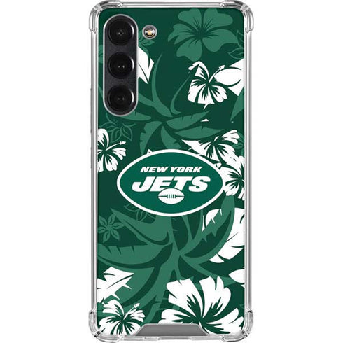 NFL New York Jets Tropical Print Galaxy S23 Plus Clear Case