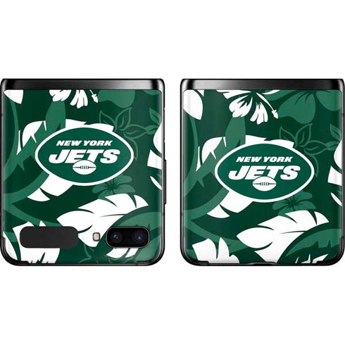 NFL New York Jets Tropical Print Galaxy Z Flip Skin