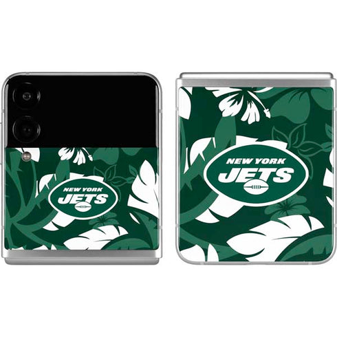 NFL New York Jets Tropical Print Galaxy Z Flip4 5G Skin