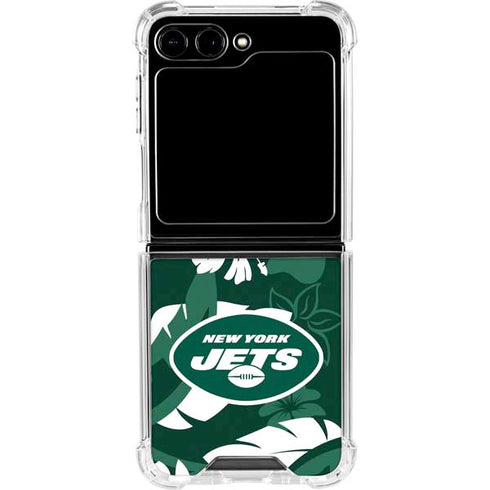NFL New York Jets Tropical Print Galaxy Z Flip5 5G Clear Case