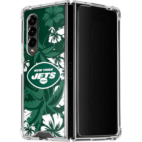 NFL New York Jets Tropical Print Galaxy Z Fold4 5G Clear Case