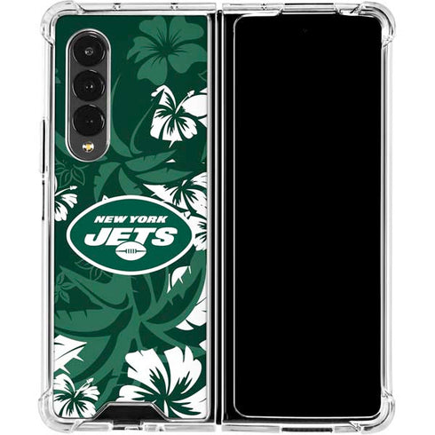 NFL New York Jets Tropical Print Galaxy Z Fold4 5G Clear Case