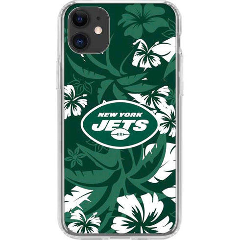 NFL New York Jets Tropical Print iPhone 11 Clear Case