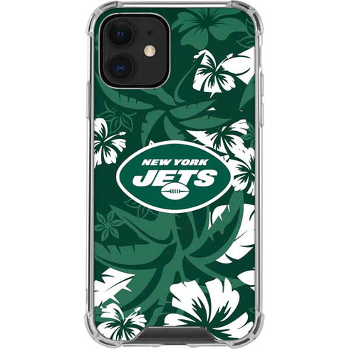 NFL New York Jets Tropical Print iPhone 12 Clear Case