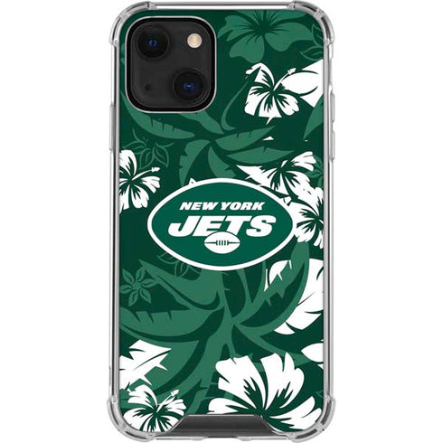 NFL New York Jets Tropical Print iPhone 13 Mini Clear Case
