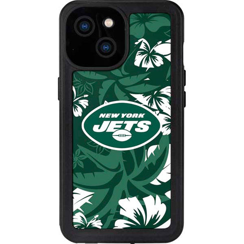NFL New York Jets Tropical Print iPhone 13 Mini Waterproof Case
