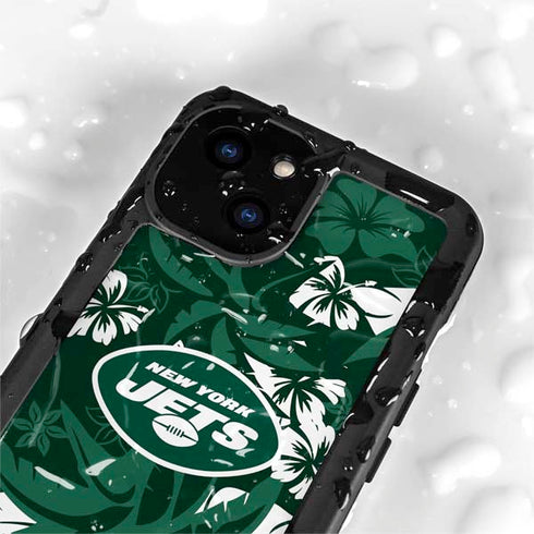 NFL New York Jets Tropical Print iPhone 13 Mini Waterproof Case