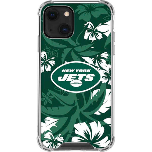 NFL New York Jets Tropical Print iPhone 14 Clear Case