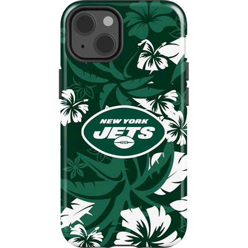 NFL New York Jets Tropical Print iPhone 15 Impact Case