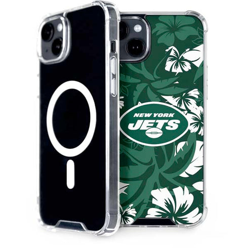 NFL New York Jets Tropical Print iPhone 15 Plus MagSafe Case