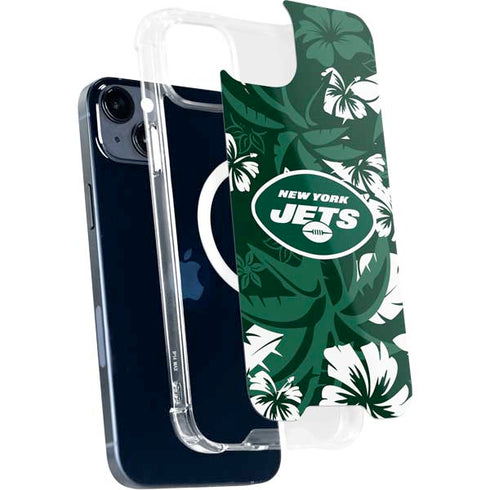 NFL New York Jets Tropical Print iPhone 15 Plus MagSafe Case