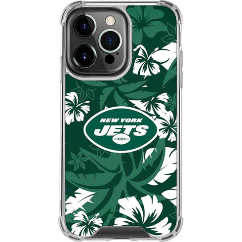NFL New York Jets Tropical Print iPhone 14 Pro Clear Case