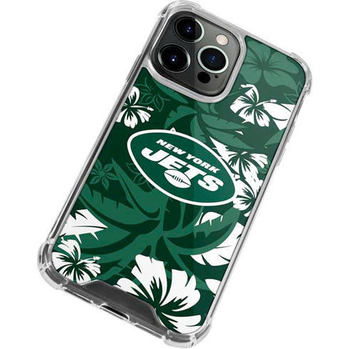 NFL New York Jets Tropical Print iPhone 14 Pro Clear Case