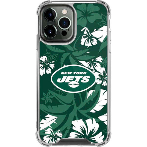 NFL New York Jets Tropical Print iPhone 15 Pro Max Clear Case