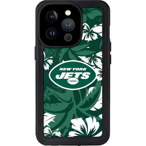 NFL New York Jets Tropical Print iPhone 14 Pro Waterproof Case