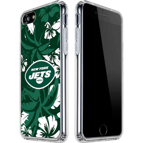 NFL New York Jets Tropical Print iPhone SE (2nd & 3rd Gen) Clear Case