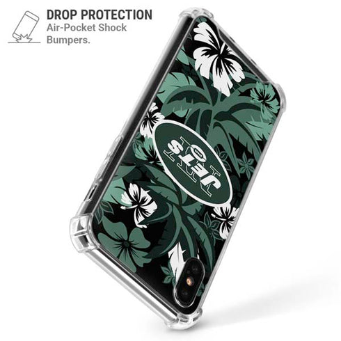 NFL New York Jets Tropical Print iPhone XS Max Clear Case