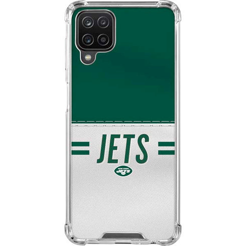 NFL New York Jets White Striped Galaxy A12 Clear Case