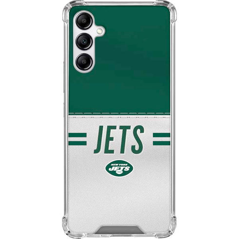 NFL New York Jets White Striped Galaxy A15 5G Clear Case