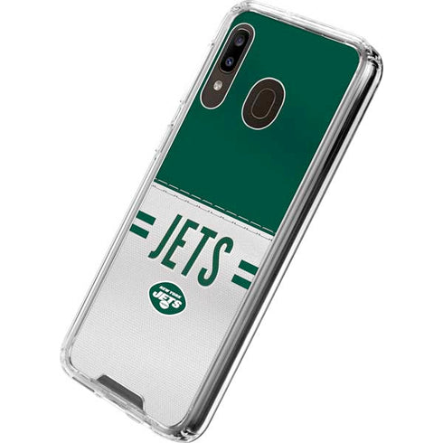 NFL New York Jets White Striped Galaxy A30 Clear Case