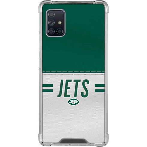NFL New York Jets White Striped Galaxy A51 5G Clear Case