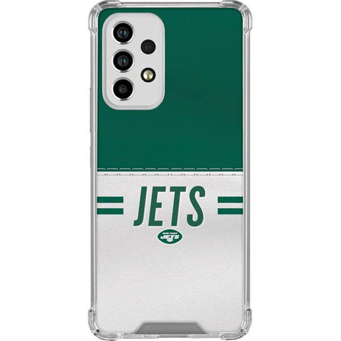 NFL New York Jets White Striped Galaxy A53 5G Clear Case