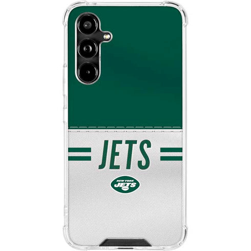 NFL New York Jets White Striped Galaxy A54 5G Clear Case