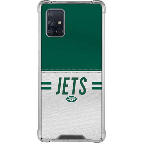 NFL New York Jets White Striped Galaxy A71 5G Clear Case
