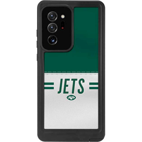 NFL New York Jets White Striped Galaxy Note20 Ultra 5G Waterproof Case