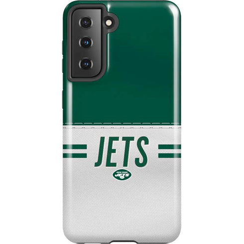 NFL New York Jets White Striped Galaxy S21 5G Pro Case