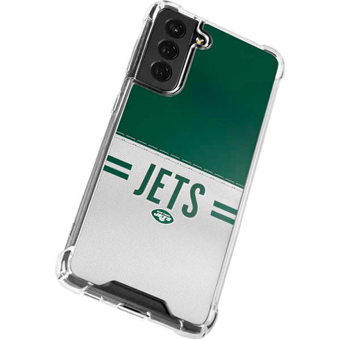 NFL New York Jets White Striped Galaxy S21 FE Clear Case