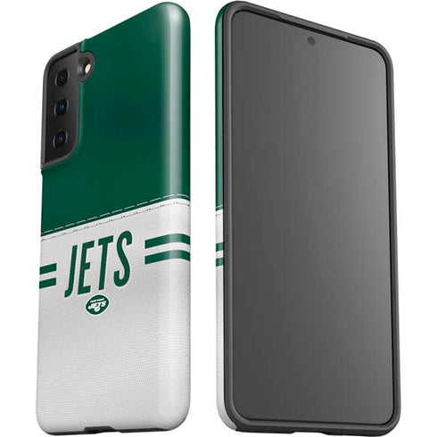 NFL New York Jets White Striped Galaxy S21 FE Pro Case