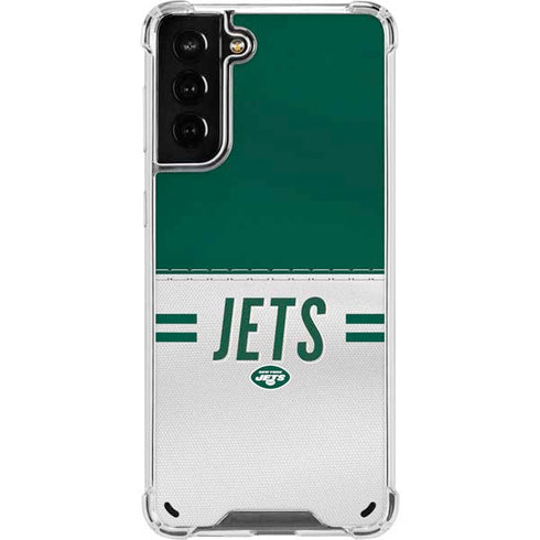 NFL New York Jets White Striped Galaxy S21 Plus 5G Clear Case