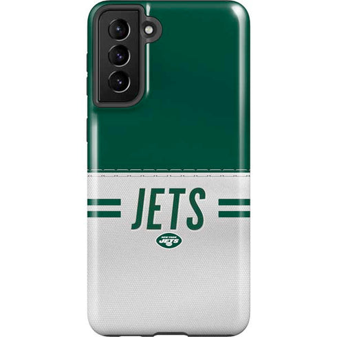 NFL New York Jets White Striped Galaxy S21 Plus 5G Pro Case